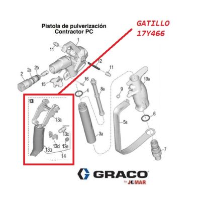 GATILLO,Contractor PC, conjunto | Graco 17Y466 |