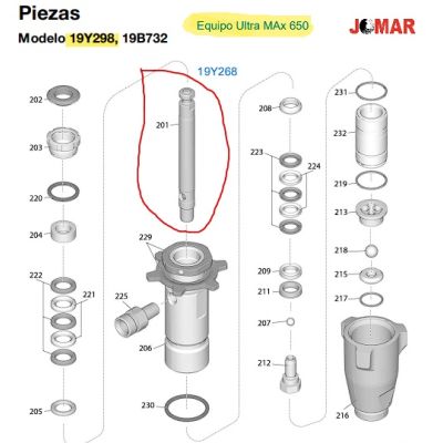 EJE PRINCIPAL / VASTAGO / ROD DE ULTRA MAX 650 - 19Y268