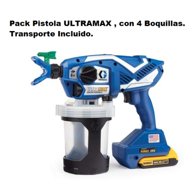 Pack PISTOLA BATERIA AIRLESS ULTRAMAX GRACO 17P258 CON 4 BOQUILLAS