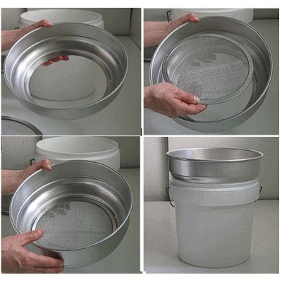 TAMIZ DE ALUMINIO CON ARO PARA DEPOSITO DE  15-25-50 L 
