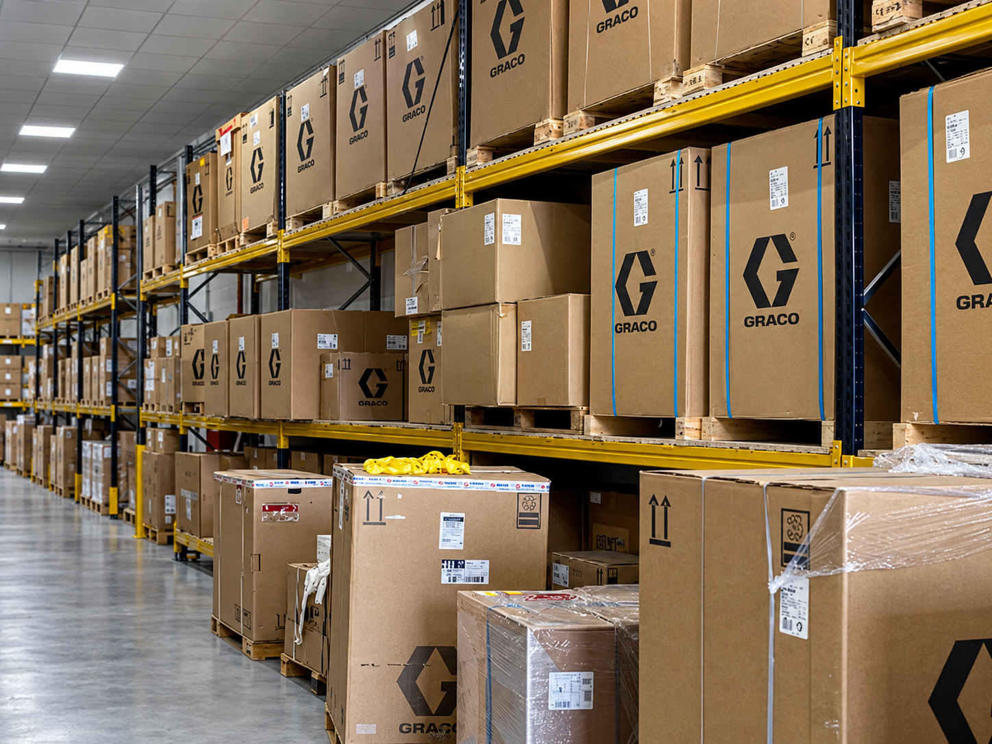 Almacén de equipos y recambios Graco de JOMAR en Sevilla